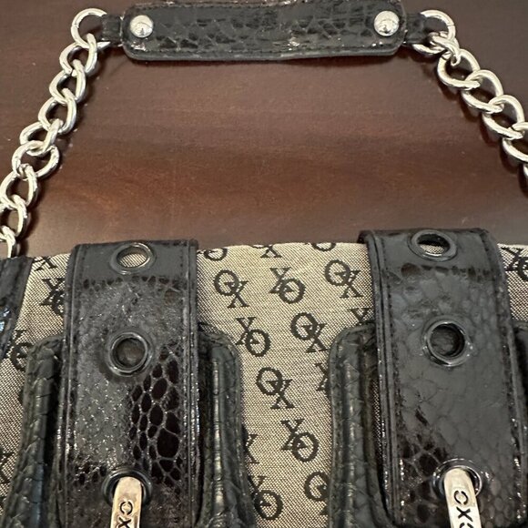 Vintage Small Black & Gray White XOXO Handbag Purse Inside Pockets Y2K - Picture 6 of 12